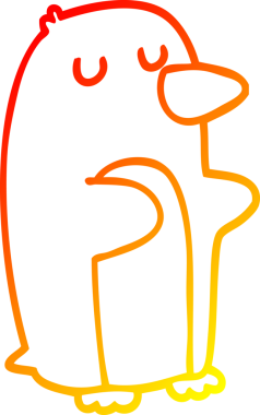 Bir insan tarafından çizilen karikatür pengueninin sıcak çizgi çizimi