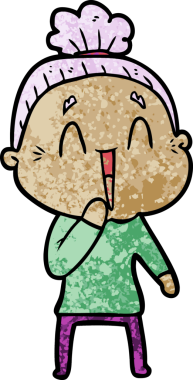 Bir insan tarafından çizilmiş mutlu yaşlı kadın çizgi filmi.