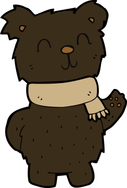 Bir insan tarafından çizilmiş siyah ayı sallayan çizgi film.