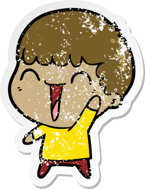 Bir insan tarafından çizilmiş mutlu bir adamın sıkıntılı çıkartması.