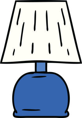 Bir insan tarafından çizilmiş bir lambanın el çizimi karikatürü.