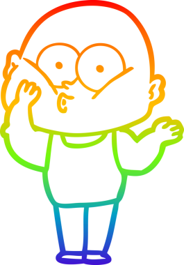 Gökkuşağı gradyan çizgi çizimi bir insan tarafından çizilmiş kel bir adamın çizimi