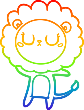 gökkuşağı gradyan çizgi çizimi bir insan tarafından çizilmiş bir aslan