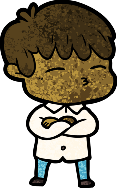 Bir insan tarafından çizilmiş meraklı bir çocuk.