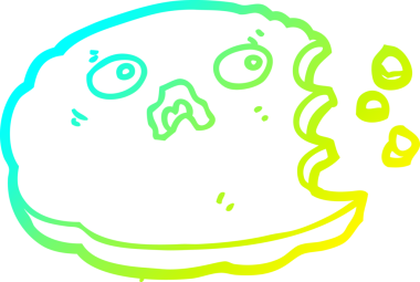 Bir insan tarafından ısırılmış bir kurabiyenin soğuk gradyan çizimi