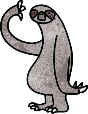 Bir insan tarafından çizilmiş garip bir çizgi film tembel hayvanı.