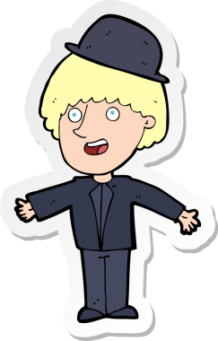 Bir insan tarafından çizilmiş melon şapkalı bir adamın çıkartması.