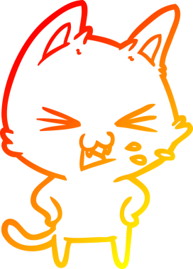 Bir insan tarafından çizilmiş çizgi film kedisinin sıcak çizgi çizimi