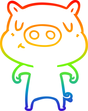 gökkuşağı gradyan çizgi çizimi bir insan tarafından çizilmiş içerikli domuz