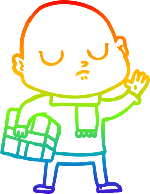 Gökkuşağı gradyan çizimi bir insan tarafından çizilmiş, kel bir adamın çizimi.