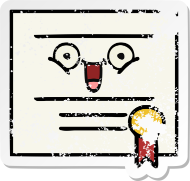 Bir insan tarafından çizilmiş şirin bir karikatür mezuniyet diplomasının sıkıntılı çıkartması.