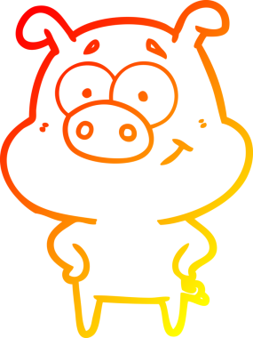 Bir insan tarafından çizilmiş mutlu çizgi film domuzu çizimi.