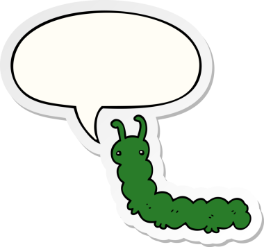 Bir insan tarafından çizilmiş konuşma balonu çıkartmalı çizgi film tırtılı.