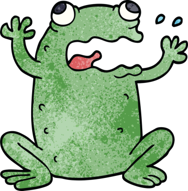 Bir insan tarafından çizilmiş çılgın bir kurbağa.