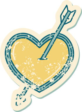 Bir insan tarafından çizilmiş ok ve kalbin sembolik depresif dövme görüntüsü