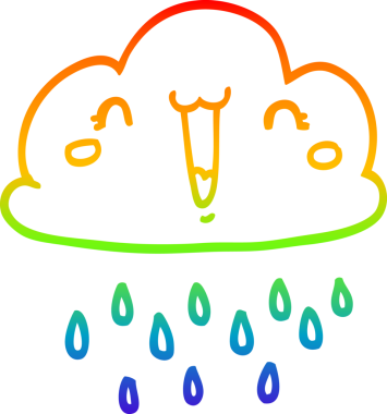 Gökkuşağı gradyan çizgi çizimi bir insan tarafından çizilmiş fırtına bulutu