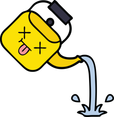 Bir insan tarafından çizilmiş tatlı bir çaydanlık karikatürü