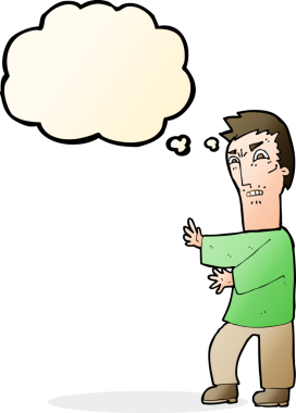 Bir insan tarafından çizilmiş düşünce baloncuğu olan kızgın bir adam.