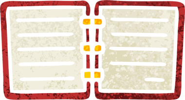 Bir insan tarafından çizilmiş bir not defterinin retro çizim tarzı karikatürü