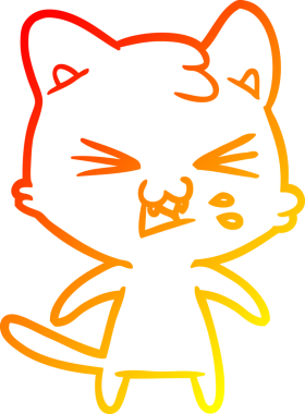 Bir insan tarafından çizilmiş çizgi film kedisinin sıcak çizgi çizimi