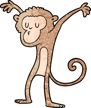 Bir insan tarafından çizilmiş çizgi maymun.