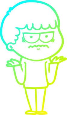 Bir insan tarafından çizilmiş kızgın bir adamın soğuk çizgi çizimi.