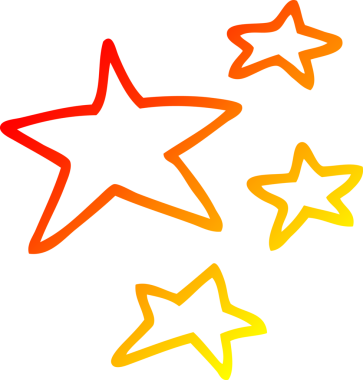 Bir insan tarafından çizilmiş bir çizgi film yıldızının sıcak gradyan çizimi