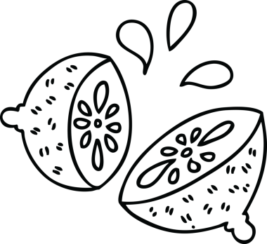 Bir insan tarafından çizilmiş tuhaf çizgi film limonu.