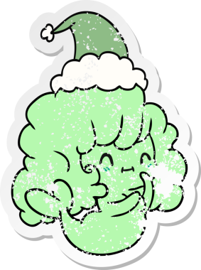 Bir insan tarafından çizilmiş kawai hayaletinin sıkıntılı Noel çıkartması.