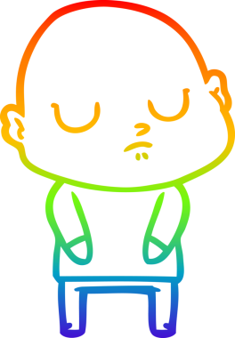 Gökkuşağı gradyan çizgisi bir insan tarafından çizilmiş kel bir adamın çizimi