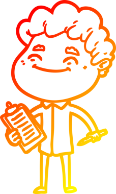 Bir insan tarafından çizilmiş, karikatür dostu bir adamın sıcak çizgi çizimi