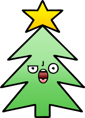 Bir insan tarafından çizilmiş bir noel ağacının gölgeli karikatürü.