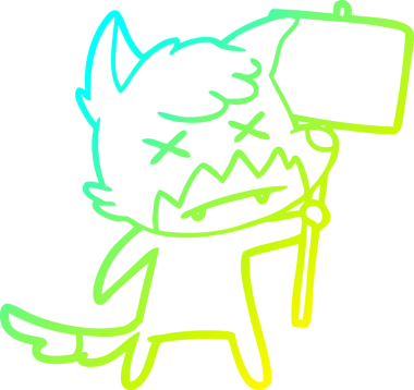 Bir insan tarafından çizilmiş protestolu ölü tilki çizgi filmi.