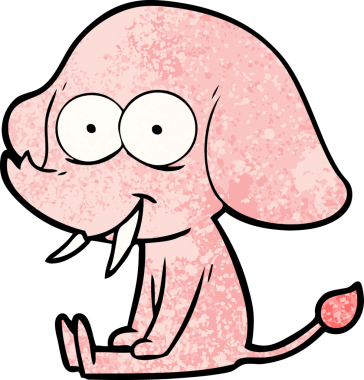 Bir insan tarafından çizilmiş mutlu bir fil.