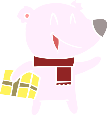 Gülen Noel Ayısı düz renkli çizgi film Bir insan tarafından çizildi