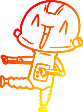 Bir insan tarafından çizilen çizgi film robotunun sıcak çizgi çizimi