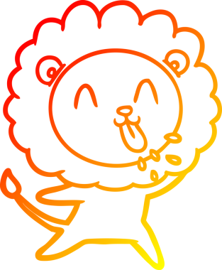 Bir insan tarafından çizilmiş mutlu çizgi film aslanının sıcak çizgi çizimi