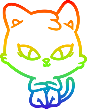 Gökkuşağı gradyan çizgisi bir insan tarafından çizilmiş şirin bir çizgi kedi çizimi