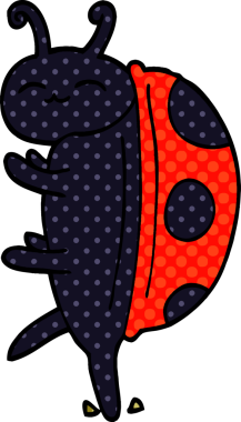 Bir insan tarafından çizilmiş sevimli karikatür uğur böceği.