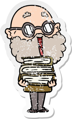 Bir insan tarafından çizilmiş sakallı neşeli bir adamın sıkıntılı çıkartması.