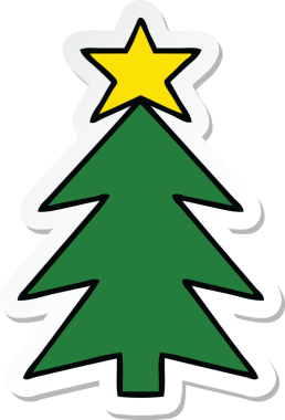 Bir insan tarafından çizilmiş şirin bir noel ağacının çıkartması.