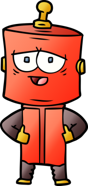 Bir insan tarafından çizilmiş çizgi film robotu