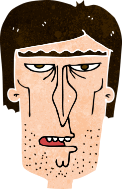 Bir insan tarafından çizilmiş kızgın bir yüz.