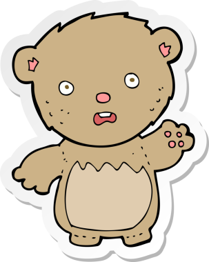 Bir insan tarafından çizilmiş endişeli oyuncak ayının çıkartması.