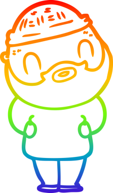 Gökkuşağı gradyan çizgi çizimi bir insan tarafından çizilmiş sakallı bir adamın