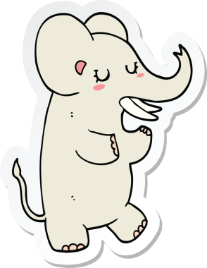 Bir insan tarafından çizilmiş bir filin çıkartması.