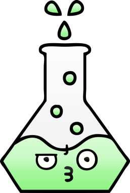 Bir insan tarafından çizilmiş bir deney şişesinin gölgelenmiş gölgesi.
