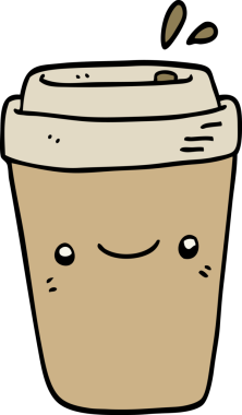 Bir insan tarafından çizilmiş çizgi film paket kahve.