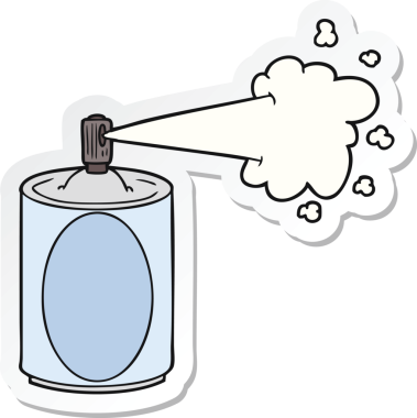 Bir insan tarafından çizilmiş karikatür spreyinin çıkartması.