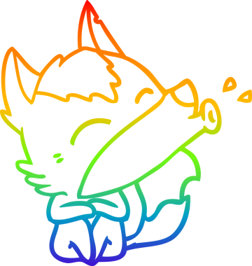 Uluyan bir kurt çizgi filminin gökkuşağı gradyanı insan tarafından çizilmiş.